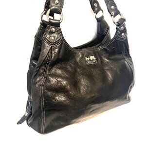 Coach Madison Maggie F0982-14336-Vintage Y2K Black Leather Original Purse-Hobo